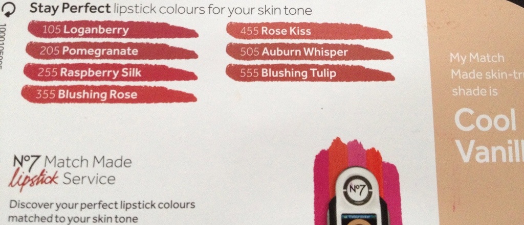No7 Lipstick Colour Chart